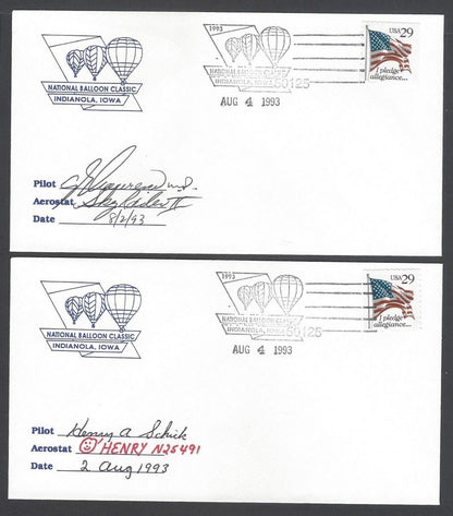 National Balloon Classic, Indianola 1993 covers signed by Pilots (10)