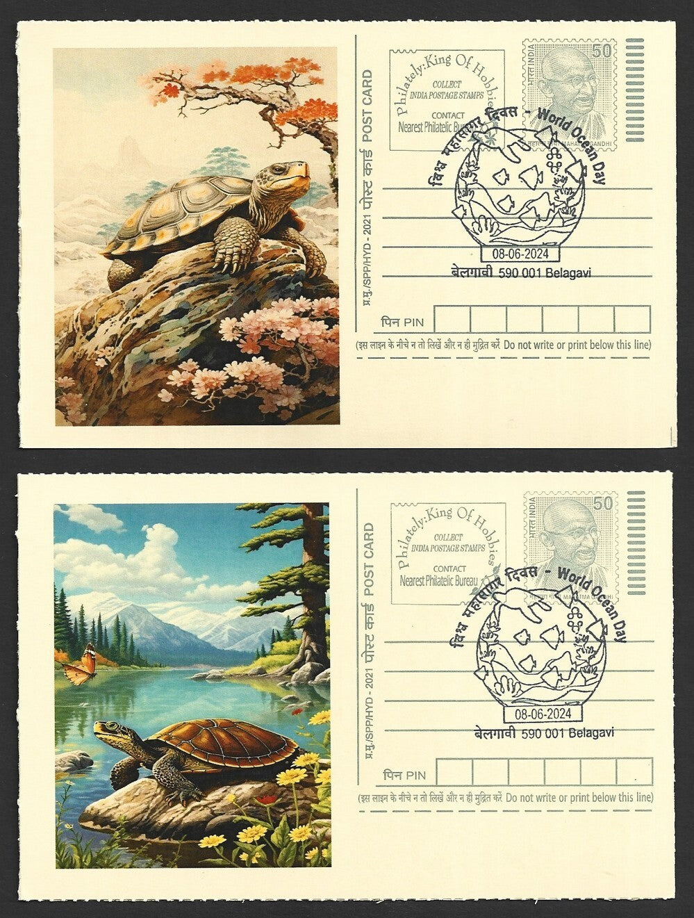India 2024 World Ocean Day cards TORTOISE (4)
