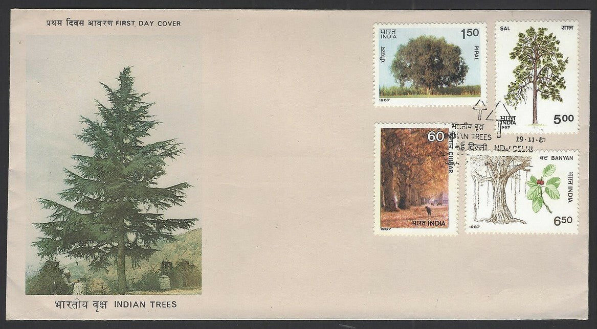 India 1987 Indian Trees set of 4 on FDC