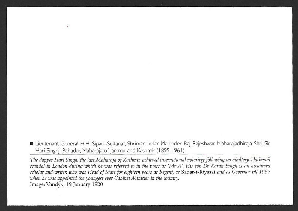 India 2010 Princely States maxi card - Hari Singhji Maharaja of Jammu & Kashmir