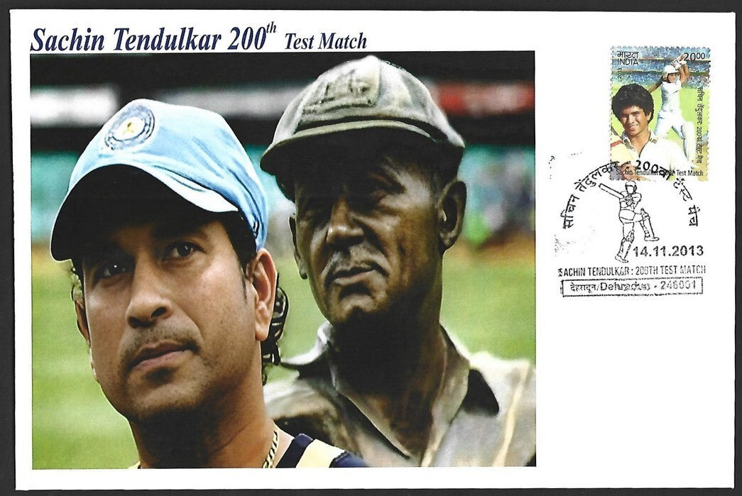 CRICKET India 2013 Sachin Tendulkar 200th Test private FDC with diecut label