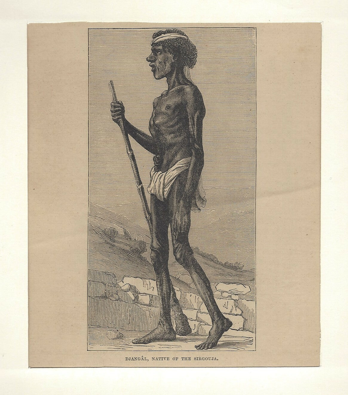India Djangal Native of the Sirgouja 19th Century Engraving cm14 x 16cm