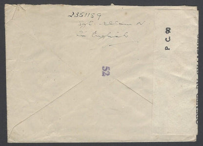 AOP India WW2 1945 Green Envelope canc FPO 390 & 2 censors