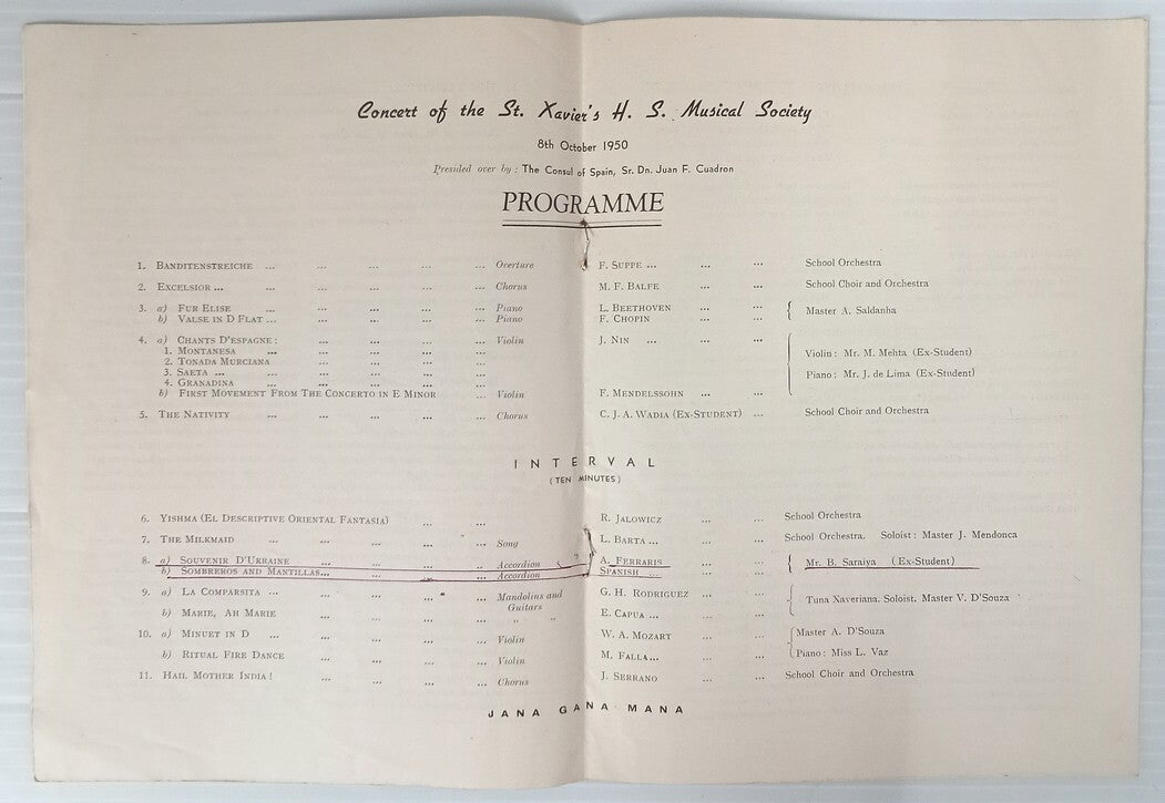 India MUSIC REVIEW ST. Xavier's School Musical Society Bombay October 8th, 1950