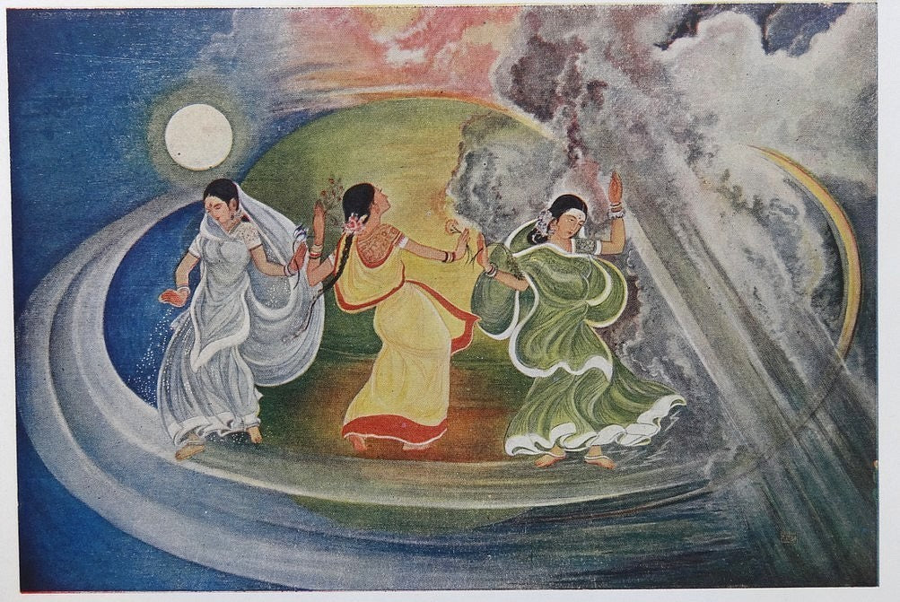 Dance of Seasons by Kanu Desai vintage Art Print India