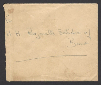 India Bundi crested envelope addressed to Rajmata of Bundi