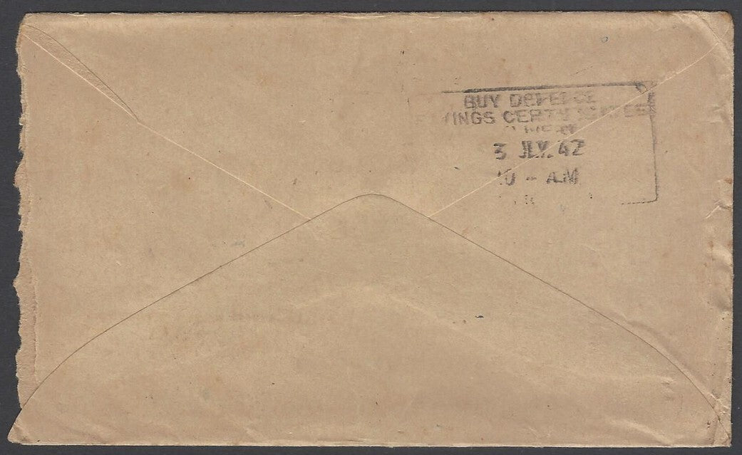 AOP Ceylon WW2 World War 2 censor hs on 1942 advertisement cover to India