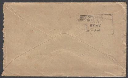 AOP Ceylon WW2 World War 2 censor hs on 1942 advertisement cover to India