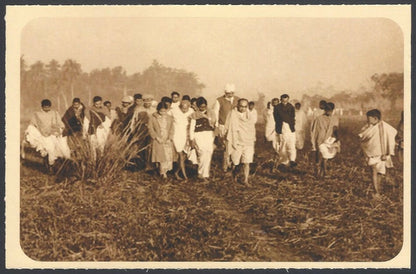 AOP India full back pictorial 50p Gandhi postal card GANDHI march