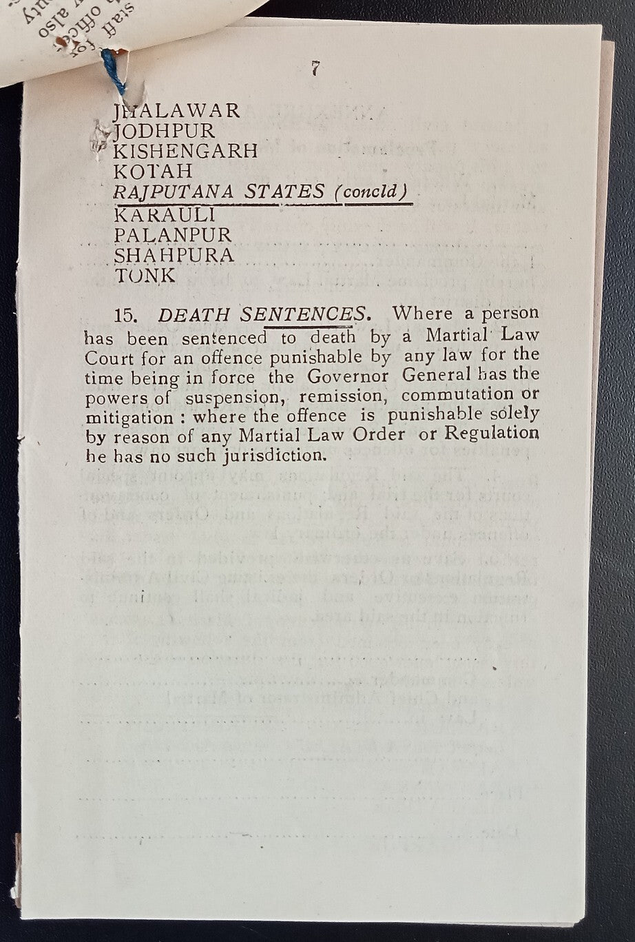 India 1946 CONFIDENTIAL booklet CENTRAL COMMAND MARTIAL LAW INSTRUCTIONS 21pgs