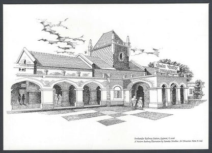 INDIA WESTERN RAILWAYS Vintage souvenir greeting Porbandar Railway station