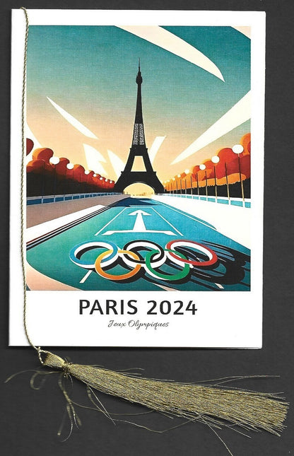 India 2024 Paris Olympics souvenir with 2024 Paris, France Olympics cachet