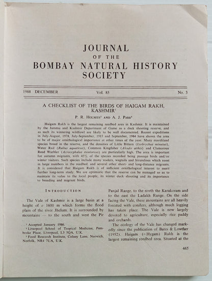 AOP India JOURNAL of the Bombay Natural History Society 1988