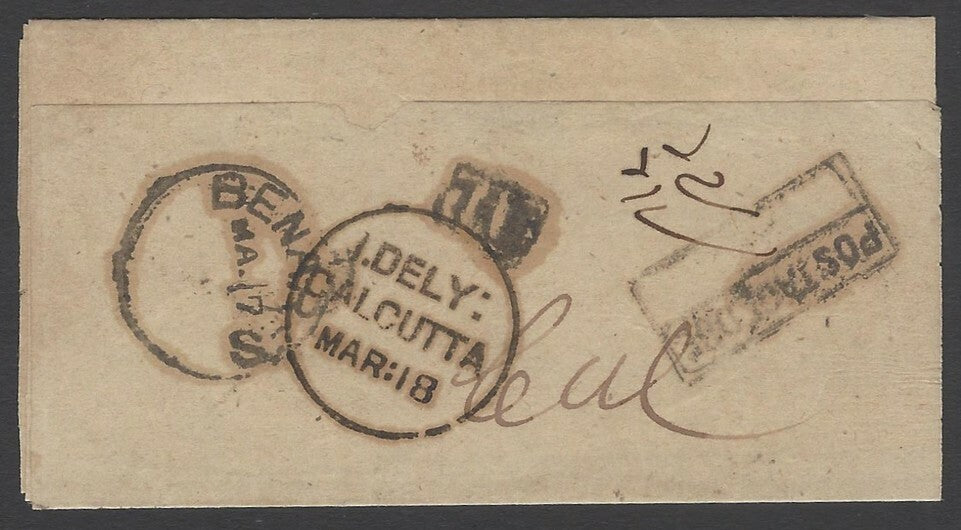 AOPIMT India 1880s stampless Postage Due cover