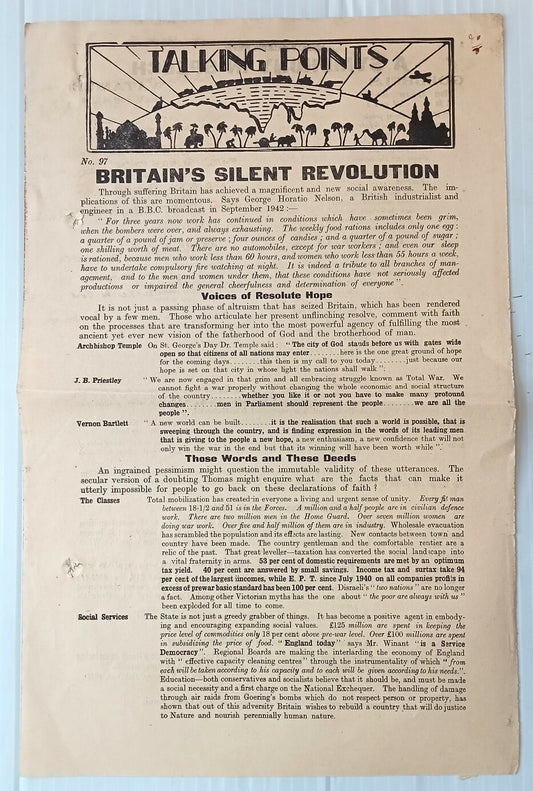 AOP India National War Front  Propaganda Leaflet Britain's Silent Revolution 2pg