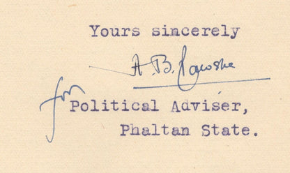 India 1946 crested letter PHALTAN STATE