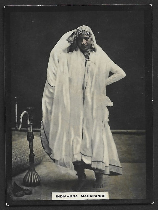 SUSINI CIGARS 1910s hand colored photographic trade card INDIA INDIAN WOMAN