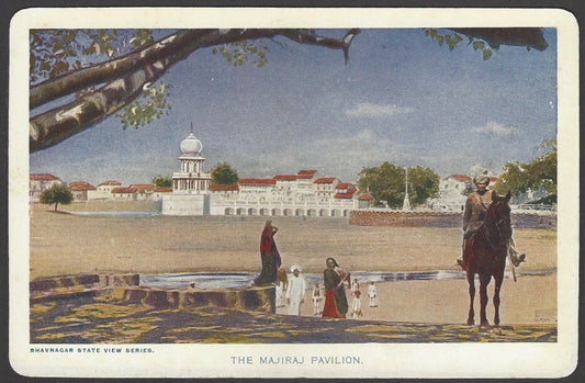 India Bhavnagar State The Majiraj Pavilion 1940s View Card with state crest