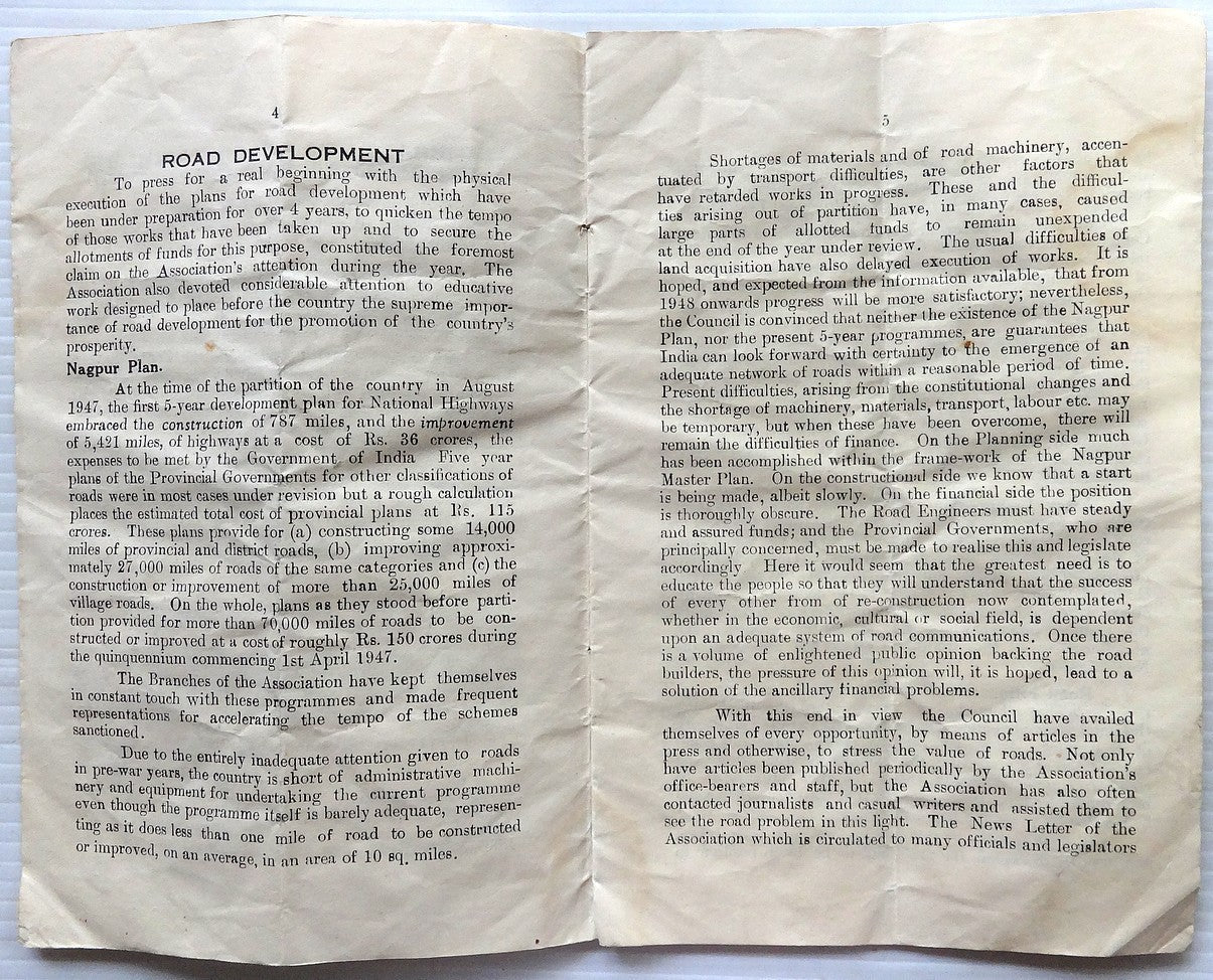 Indian Roads & Transport Dev Ass Ltd 1947 Report 19pgs