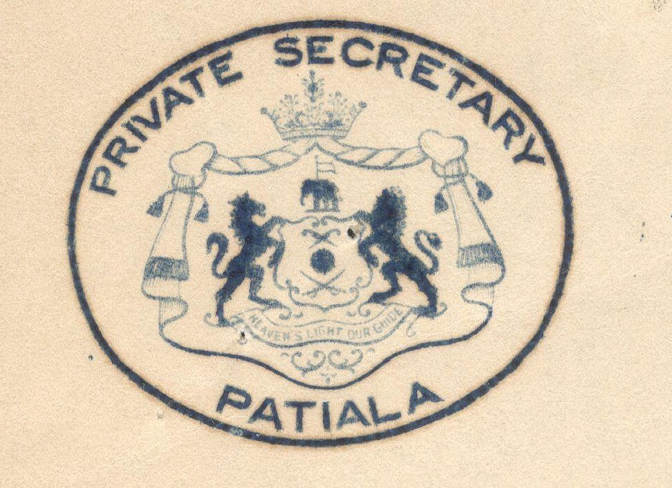 India 1942 crested letter PRIVATE SECRETARY PATIALA signed
