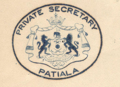 India 1942 crested letter PRIVATE SECRETARY PATIALA signed
