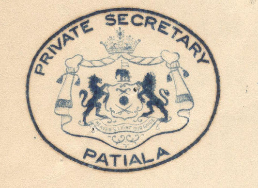 India 1942 crested letter PRIVATE SECRETARY PATIALA signed