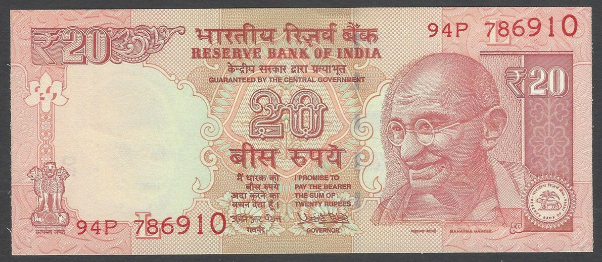 India 20 Eupees banknote # 786910 UNCIRCULATED