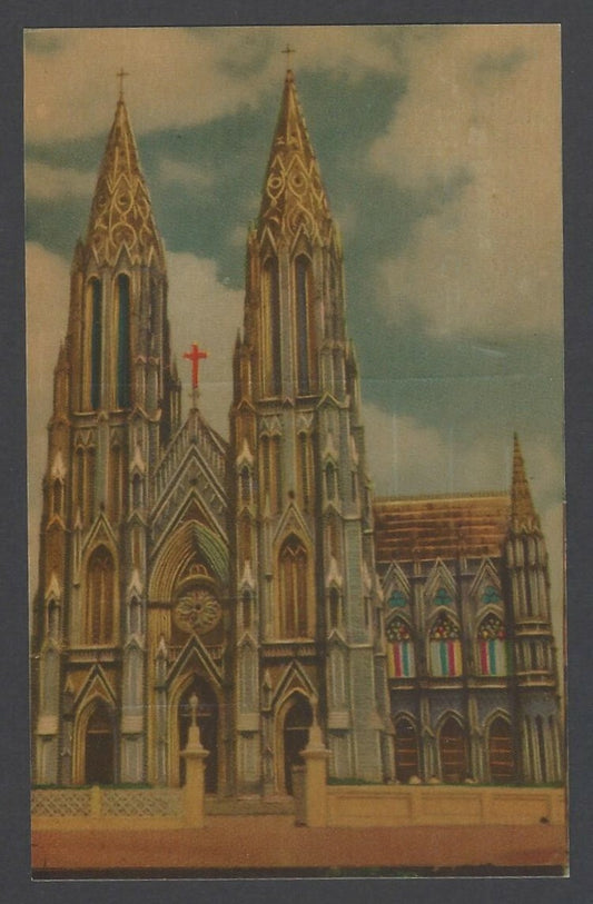 AOP India vintage color postcard St. Philomena Church, Mysore
