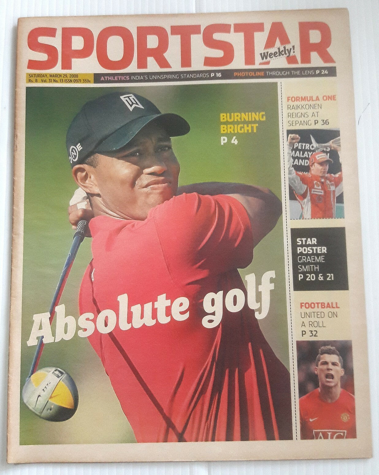 India Sportstar 2008-10 GOLF cover issues 10” X 13” (5)