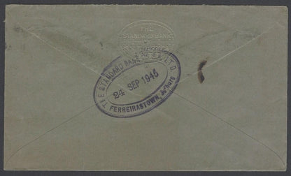 AOP South Africa 1943 bantam 1d pair on cover canc Johannesburg to India