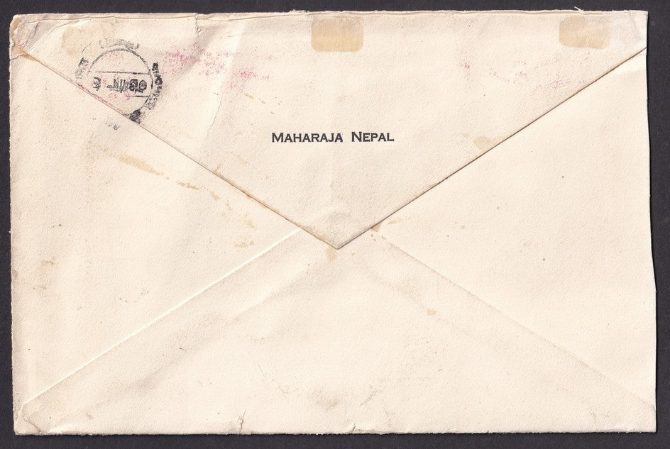 India used NEPAL 1950 MAHARAJA NEPAL cover canc. "INDIAN EMBASSY (NEPAL)" comet