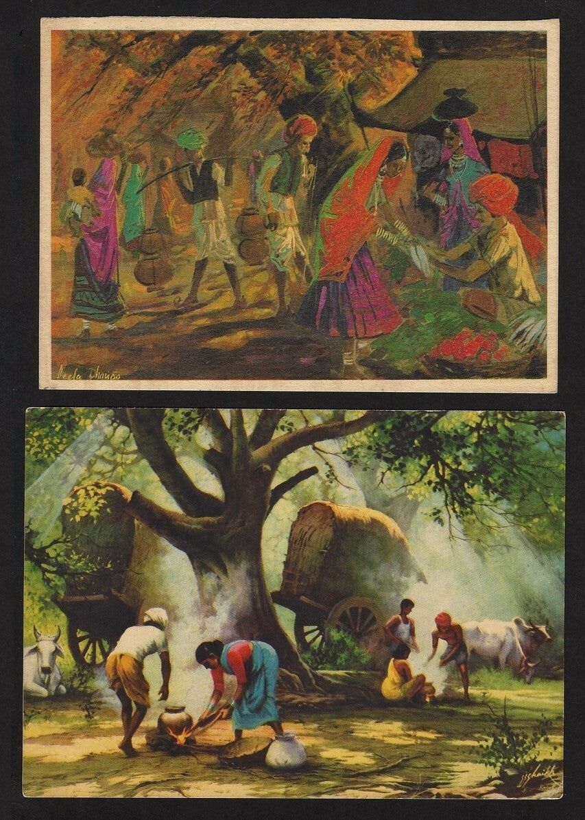 India vintage artistic prints, etc (5)