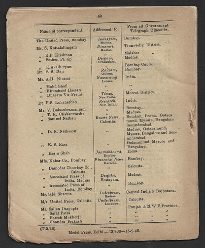India 1931 DG'S POSTAL CIRCULAR Multiple topics; Censorship of Telegrams, etc.