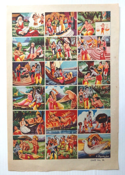 India vintage Hindu poster RAMAYAN by I. JAYARAJAN 9.6” x 14.3”