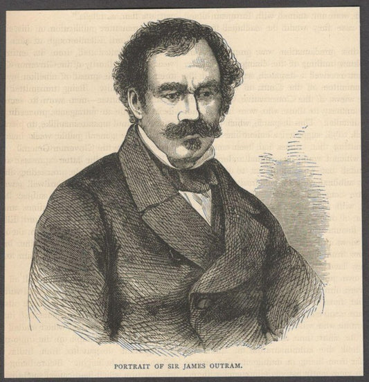 India POTRAIT OF SIR JAMES OUTRAM engraved print ex libris Rousslet 1876 5"x5"