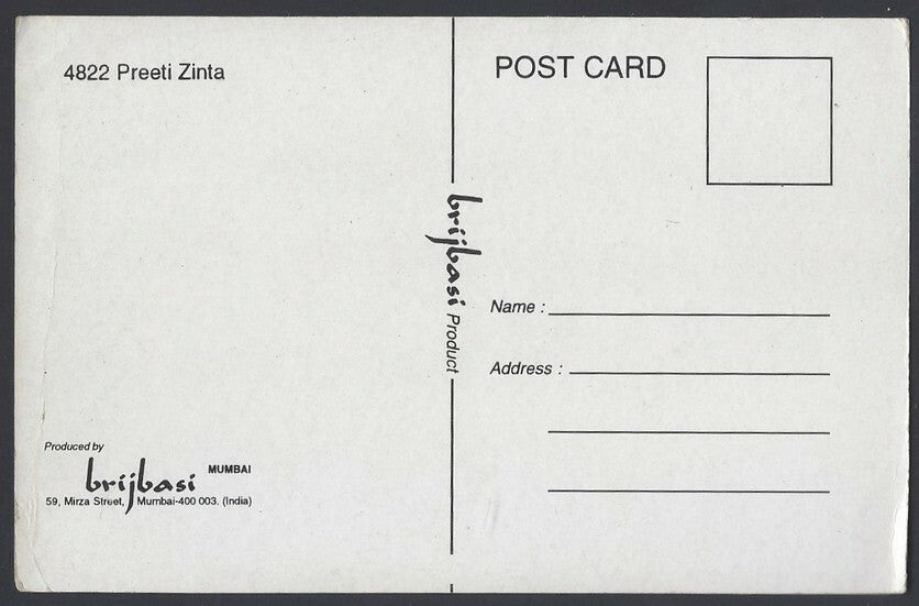 AOP India Bollywood PREITY ZINTA vintage postcard 
