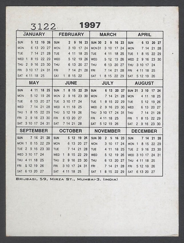AOP2 India Bollywood 1997 Pocket Calendar JUHI CHAWLA