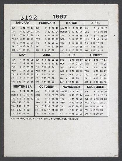 AOP2 India Bollywood 1997 Pocket Calendar JUHI CHAWLA