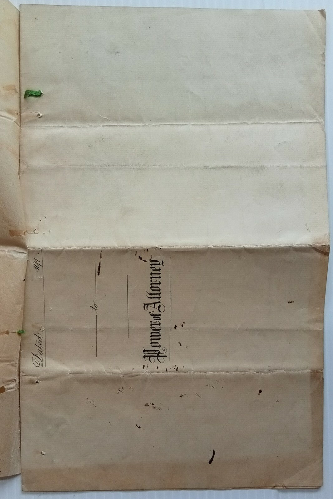 India GB 1913 document with GB KEdVII 1sh postage & India 5R Special Adhesive