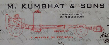 India 1942 M. Kumbhat & Sons Simson’s Charcoal Gas Plant signed letter