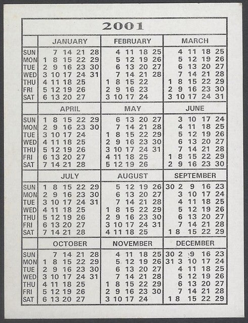 AOP2 India Bollywood 2001 Pocket Calendar - KEERTHI REDDY & ABHISHEK