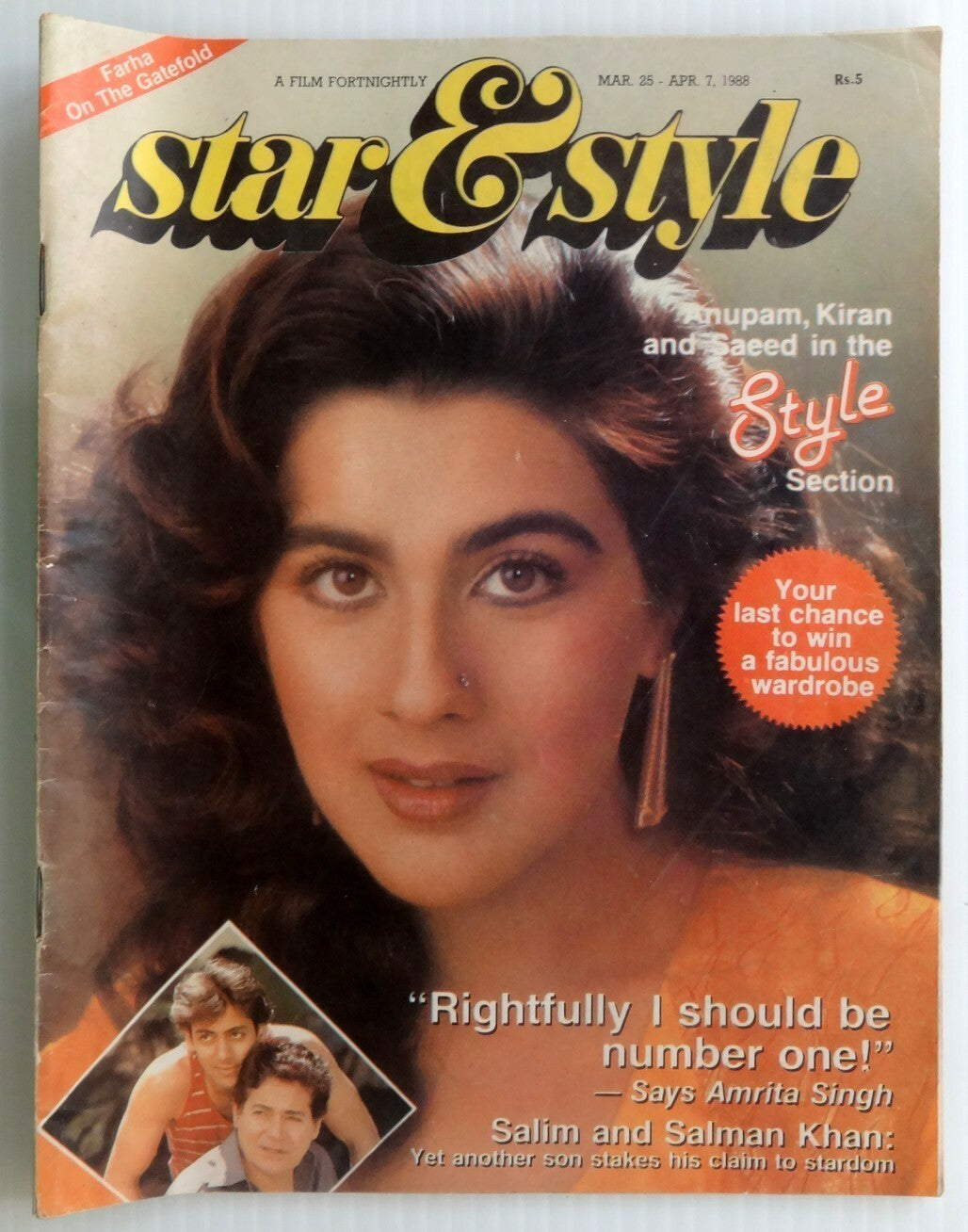STAR & STYLE 7 April 1988 Bollywood weekly India