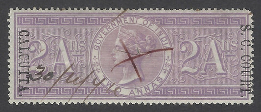 AOP India S.C. COURT CALCUTTA overprint on 1868 Special Adhesive 2a. Bft 50