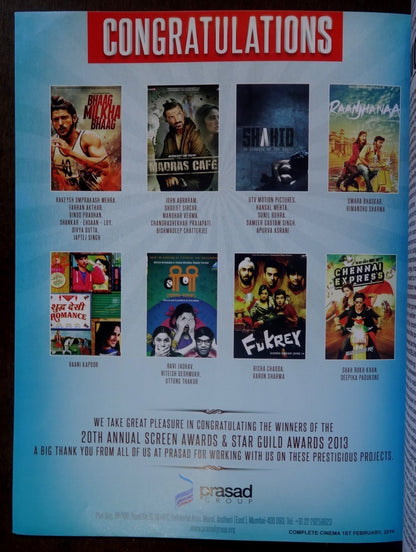 Bollywood Trade magazine COMPLETE CINEMA 1 Feb 2014 issue – Madhuri Dixit cover