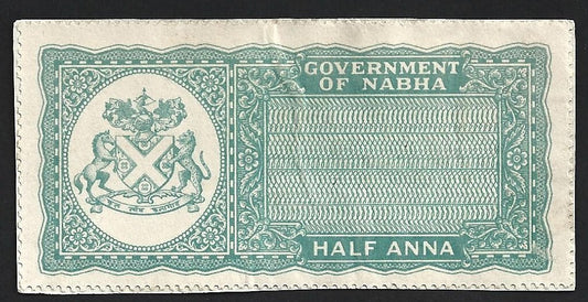 (AOP) India Nabha State Court Fee 1/2a bluish green unused