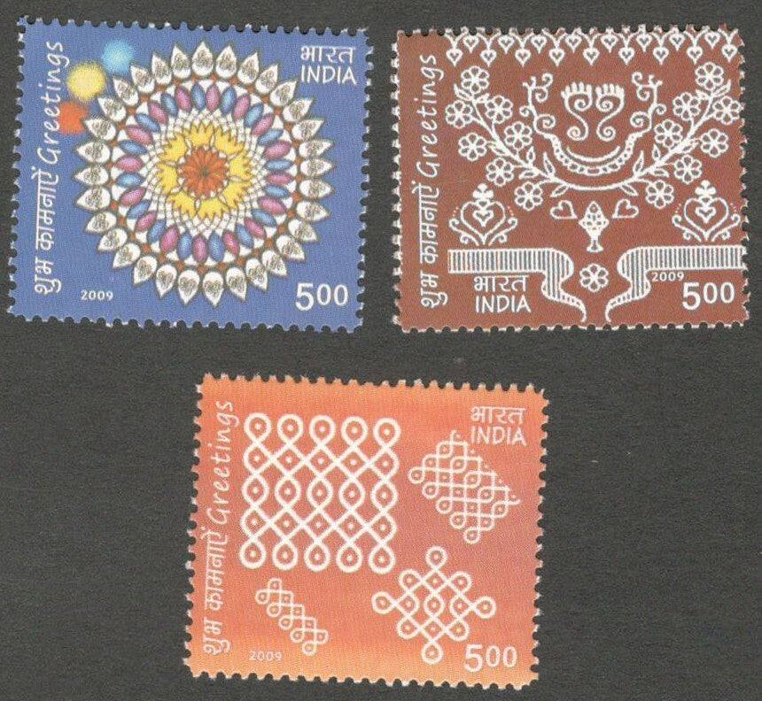 AOP India 2009 Greetings set of 3 MNH