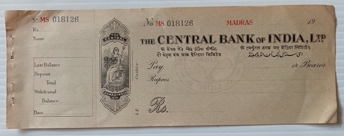 AOP India unused check cheque The National City Bank of New York Rangoon