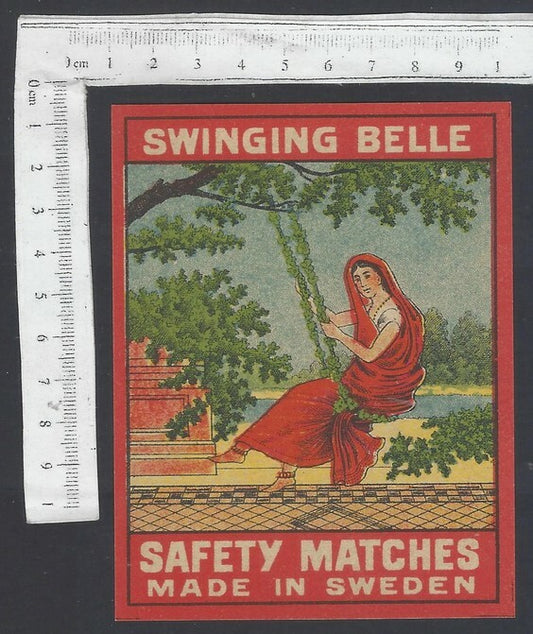AOP India vintage packet size label Swinging Belle (Mohini) Made in Sweden