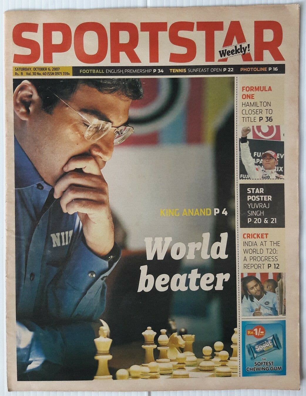 India Sportstar 2007-12 CHESS cover issues 10” X 13” (3)