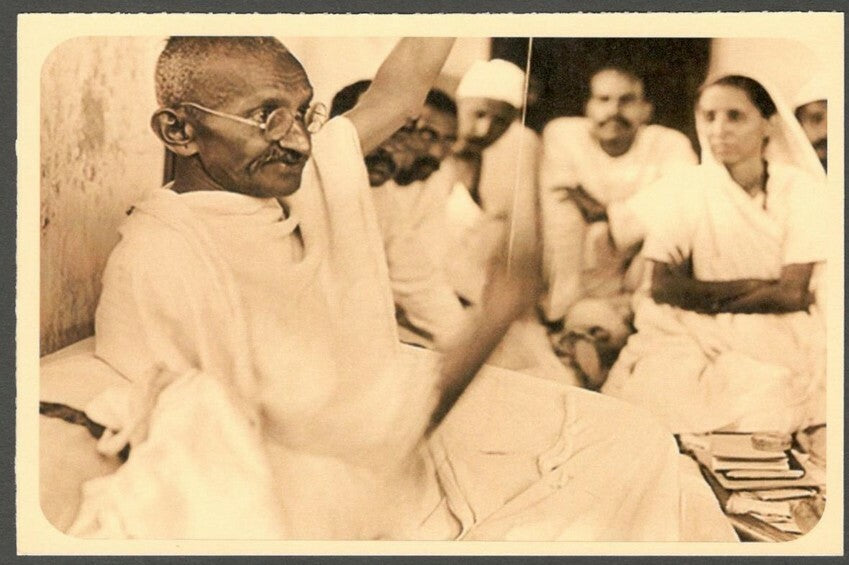 AOP India full back pictorial 50p Gandhi postal card GANDHI 